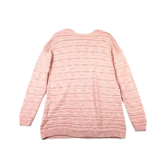 Leo and Nicole Pink Heather 100% Cotton Eyelet Sweater Size M - Picture 2 of 5